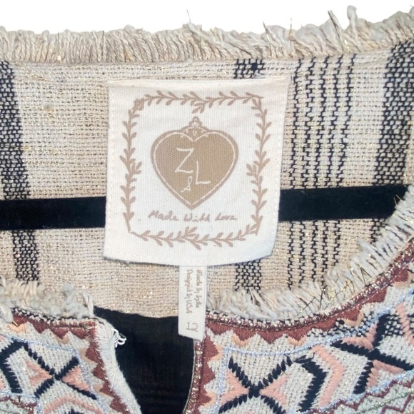 Z&L Women’s Woven Embroidered Boho Aztec‎ Moroccan Jacket Blazer Sz 12 - Picture 3 of 9